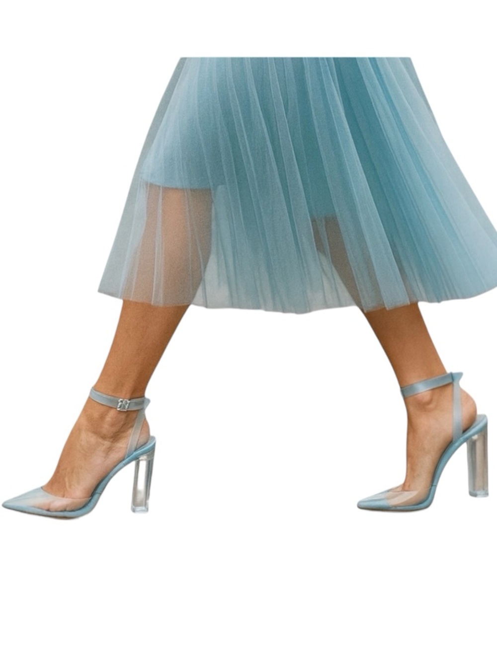 Aldo Disney Glass‎ Slipper Heels
Womens Blue Clear Cinderella Ankle
Strap Pump